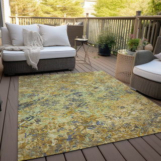 Piper Looms Chantille Diamond ACN768 Gold Machine Washable Area Rug Outdoor Lifestyle Image Feature