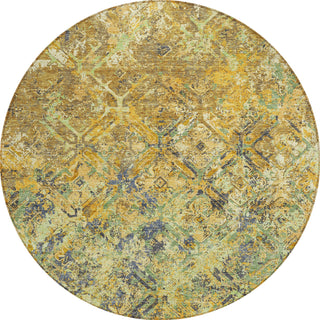 Piper Looms Chantille Diamond ACN768 Gold Machine Washable Area Rug Round Main Image