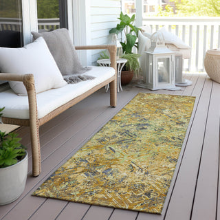 Piper Looms Chantille Diamond ACN768 Gold Machine Washable Area Rug Runner Outdoor Lifestyle Image Feature
