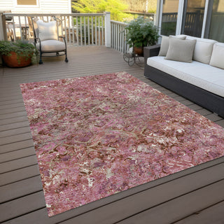 Piper Looms Chantille Diamond ACN768 Pink Machine Washable Area Rug Outdoor Lifestyle Image Feature