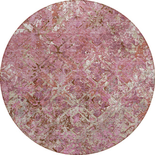 Piper Looms Chantille Diamond ACN768 Pink Machine Washable Area Rug Round Main Image