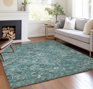 Piper Looms Chantille Diamond ACN768 Sage Machine Washable Area Rug Lifestyle Image Feature