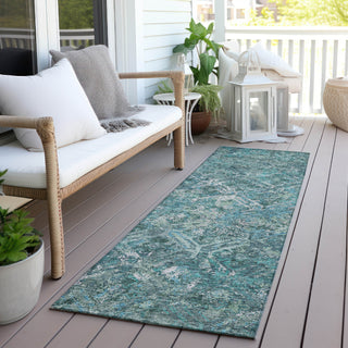 Piper Looms Chantille Diamond ACN768 Sage Machine Washable Area Rug Runner Outdoor Lifestyle Image Feature