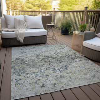 Piper Looms Chantille Diamond ACN768 Silver Machine Washable Area Rug Outdoor Lifestyle Image Feature