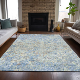 Piper Looms Chantille Diamond ACN768 Sky Machine Washable Area Rug Lifestyle Image Feature
