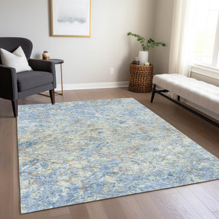 Piper Looms Chantille Diamond ACN768 Sky Machine Washable Area Rug Lifestyle Image Feature