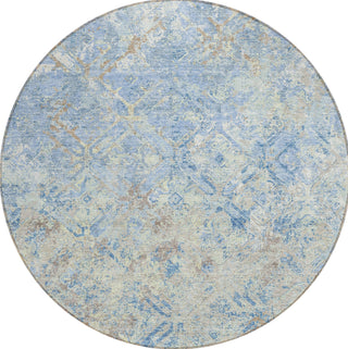 Piper Looms Chantille Diamond ACN768 Sky Machine Washable Area Rug Round Main Image