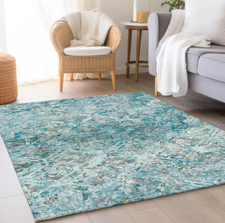 Piper Looms Chantille Diamond ACN768 Teal Machine Washable Area Rug Lifestyle Image Feature