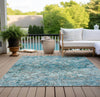 Piper Looms Chantille Diamond ACN768 Teal Machine Washable Area Rug Outdoor Lifestyle Image Feature