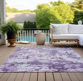 Piper Looms Chantille Lattice ACN769 Lavender Machine Washable Area Rug Outdoor Lifestyle Image Feature