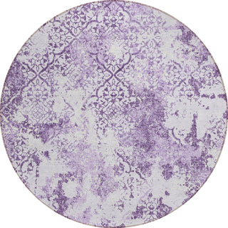 Piper Looms Chantille Lattice ACN769 Lavender Machine Washable Area Rug Round Main Image
