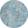 Piper Looms Chantille Lattice ACN769 Teal Machine Washable Area Rug Round Main Image