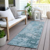 Piper Looms Chantille Lattice ACN769 Teal Machine Washable Area Rug Runner Outdoor Lifestyle Image Feature