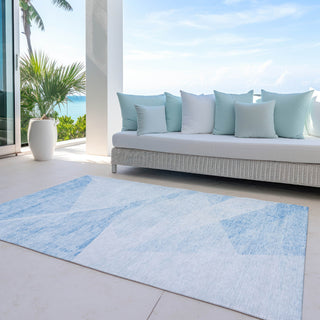 Piper Looms Chantille Modern ACN770 Denim Machine Washable Area Rug Outdoor Lifestyle Image Feature