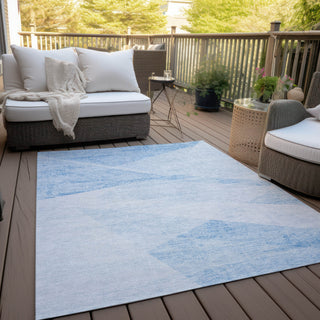 Piper Looms Chantille Modern ACN770 Denim Machine Washable Area Rug Outdoor Lifestyle Image Feature
