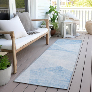 Piper Looms Chantille Modern ACN770 Denim Machine Washable Area Rug Runner Outdoor Lifestyle Image Feature