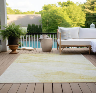 Piper Looms Chantille Modern ACN770 Gold Machine Washable Area Rug Outdoor Lifestyle Image Feature