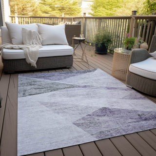 Piper Looms Chantille Modern ACN770 Purple Machine Washable Area Rug Outdoor Lifestyle Image Feature