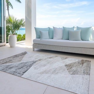Piper Looms Chantille Modern ACN770 Silver Machine Washable Area Rug Outdoor Lifestyle Image Feature