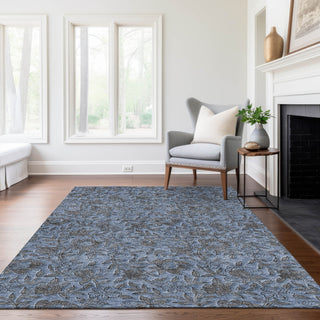 Piper Looms Chantille Floral ACN771 Blue Machine Washable Area Rug Lifestyle Image Feature
