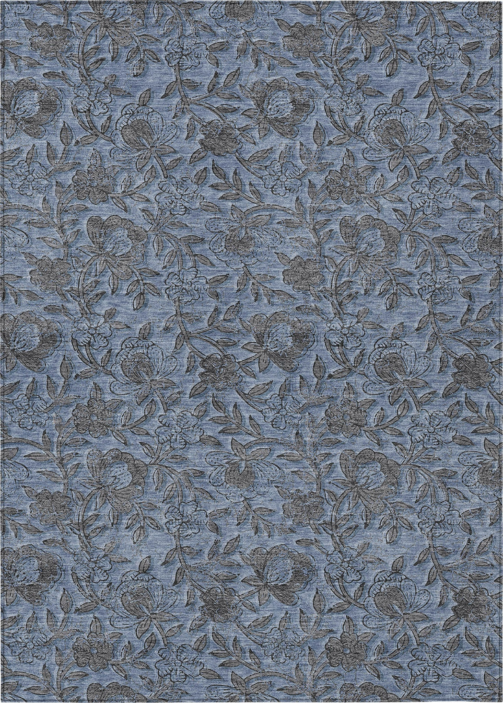 Piper Looms Chantille Floral ACN771 Blue Machine Washable Area Rug main image