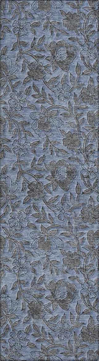Piper Looms Chantille Floral ACN771 Blue Machine Washable Area Rug Runner Main Image