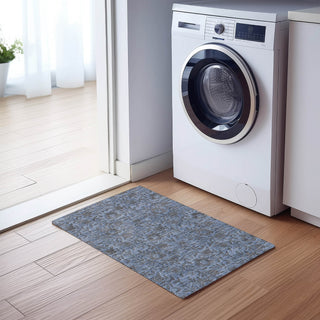 Piper Looms Chantille Floral ACN771 Blue Machine Washable Area Rug Scatter Lifestyle Image Feature