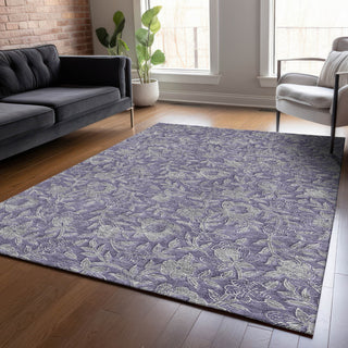 Piper Looms Chantille Floral ACN771 Eggplant Machine Washable Area Rug Lifestyle Image Feature