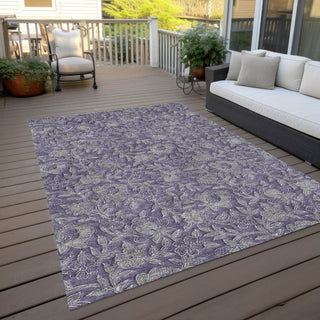 Piper Looms Chantille Floral ACN771 Eggplant Machine Washable Area Rug Outdoor Lifestyle Image Feature