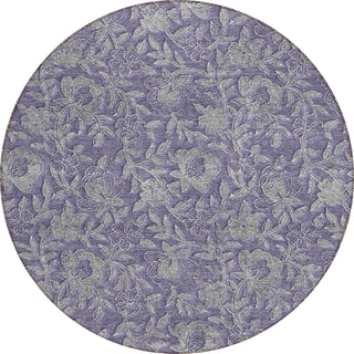Piper Looms Chantille Floral ACN771 Eggplant Machine Washable Area Rug Round Main Image
