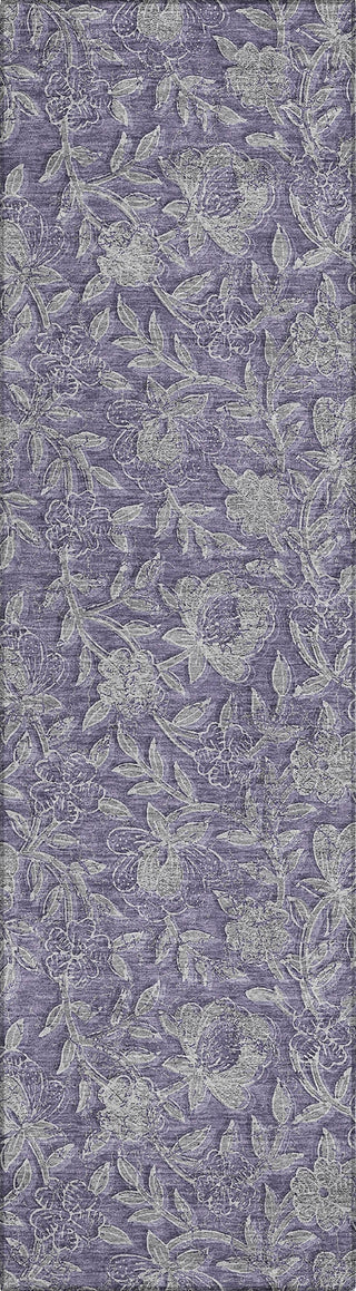 Piper Looms Chantille Floral ACN771 Eggplant Machine Washable Area Rug Runner Main Image