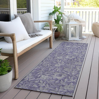 Piper Looms Chantille Floral ACN771 Eggplant Machine Washable Area Rug Runner Outdoor Lifestyle Image Feature