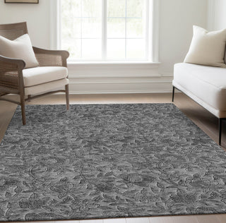 Piper Looms Chantille Floral ACN771 Gray Machine Washable Area Rug Lifestyle Image Feature