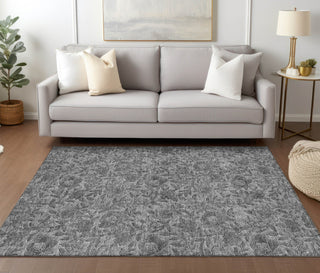 Piper Looms Chantille Floral ACN771 Gray Machine Washable Area Rug Lifestyle Image Feature