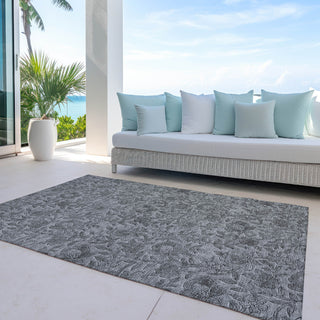 Piper Looms Chantille Floral ACN771 Gray Machine Washable Area Rug Outdoor Lifestyle Image Feature