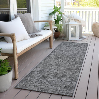 Piper Looms Chantille Floral ACN771 Gray Machine Washable Area Rug Runner Outdoor Lifestyle Image Feature