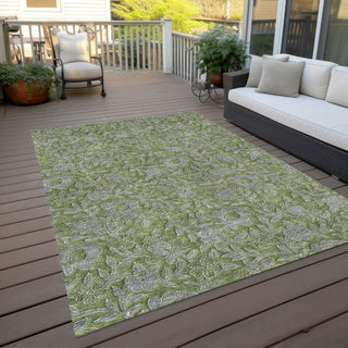 Piper Looms Chantille Floral ACN771 Olive Machine Washable Area Rug Outdoor Lifestyle Image Feature