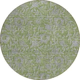 Piper Looms Chantille Floral ACN771 Olive Machine Washable Area Rug Round Main Image