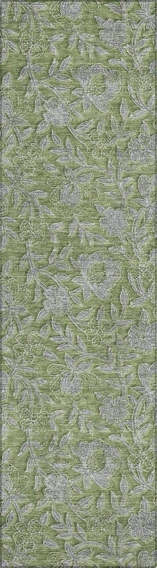 Piper Looms Chantille Floral ACN771 Olive Machine Washable Area Rug Runner Main Image