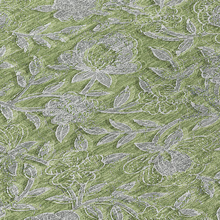 Piper Looms Chantille Floral ACN771 Olive Machine Washable Area Rug Swatch Image