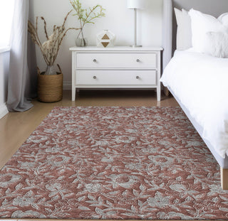 Piper Looms Chantille Floral ACN771 Paprika Machine Washable Area Rug Lifestyle Image Feature