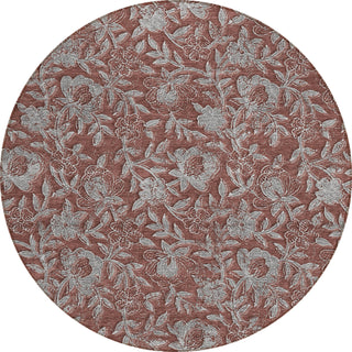 Piper Looms Chantille Floral ACN771 Paprika Machine Washable Area Rug Round Main Image