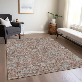 Piper Looms Chantille Floral ACN771 Terracotta Machine Washable Area Rug Lifestyle Image Feature