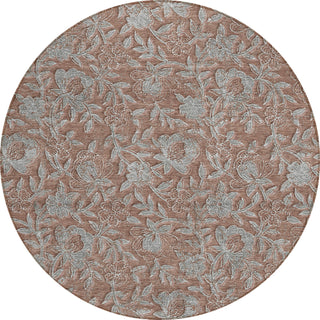 Piper Looms Chantille Floral ACN771 Terracotta Machine Washable Area Rug Round Main Image