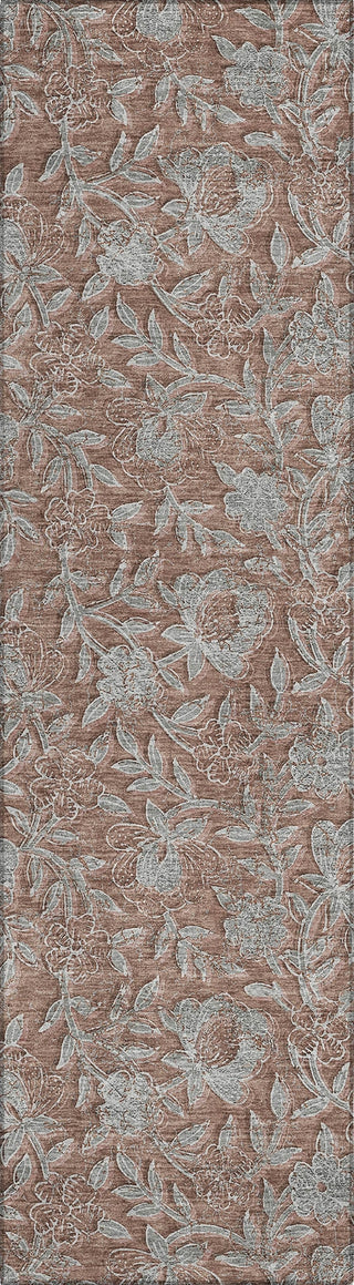 Piper Looms Chantille Floral ACN771 Terracotta Machine Washable Area Rug Runner Main Image