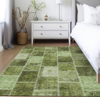 Piper Looms Chantille Patchwork ACN772 Olive Machine Washable Area Rug Lifestyle Image Feature