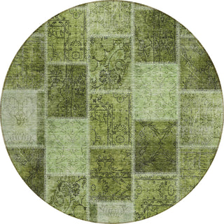 Piper Looms Chantille Patchwork ACN772 Olive Machine Washable Area Rug Round Main Image