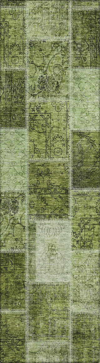 Piper Looms Chantille Patchwork ACN772 Olive Machine Washable Area Rug Runner Main Image