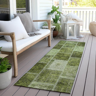 Piper Looms Chantille Patchwork ACN772 Olive Machine Washable Area Rug Runner Outdoor Lifestyle Image Feature