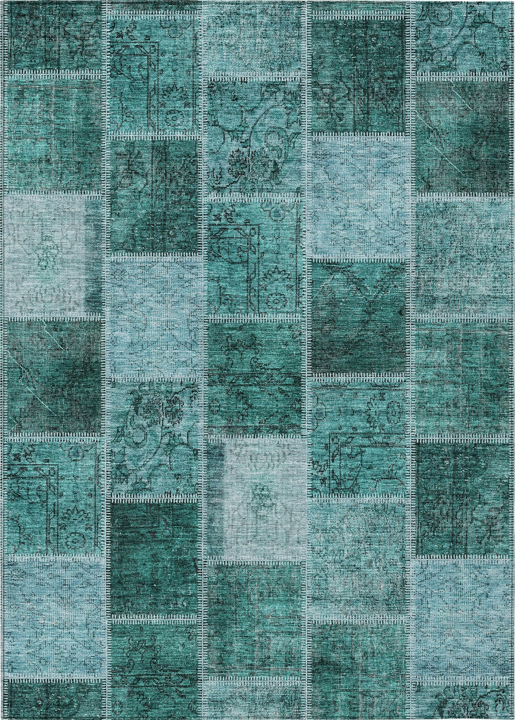 Piper Looms Chantille Patchwork ACN772 Teal Machine Washable Area Rug ...